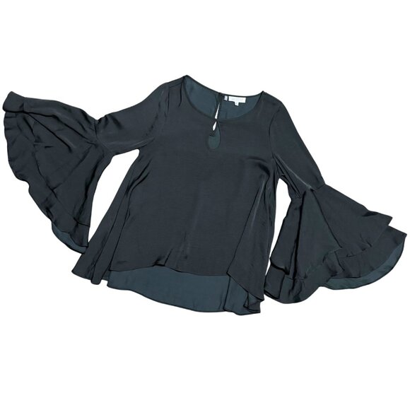 Jennifer Lopez Black Chiffon Bell Sleeve Blouse – Size M - Picture 4 of 10
